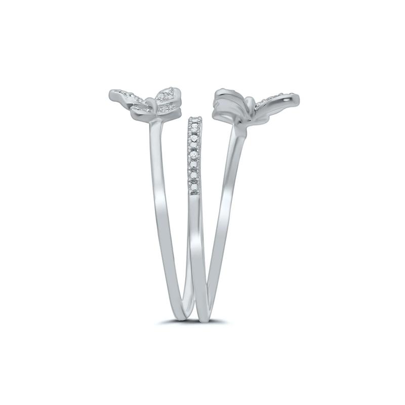 Double Butterfly Diamond Ring in Sterling Silver – Image 3 of 4