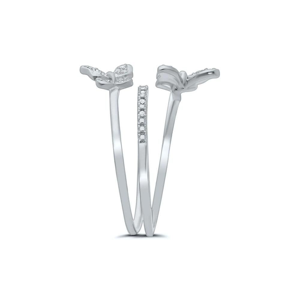 Double Butterfly Diamond Ring in Sterling Silver – Image 3 of 4