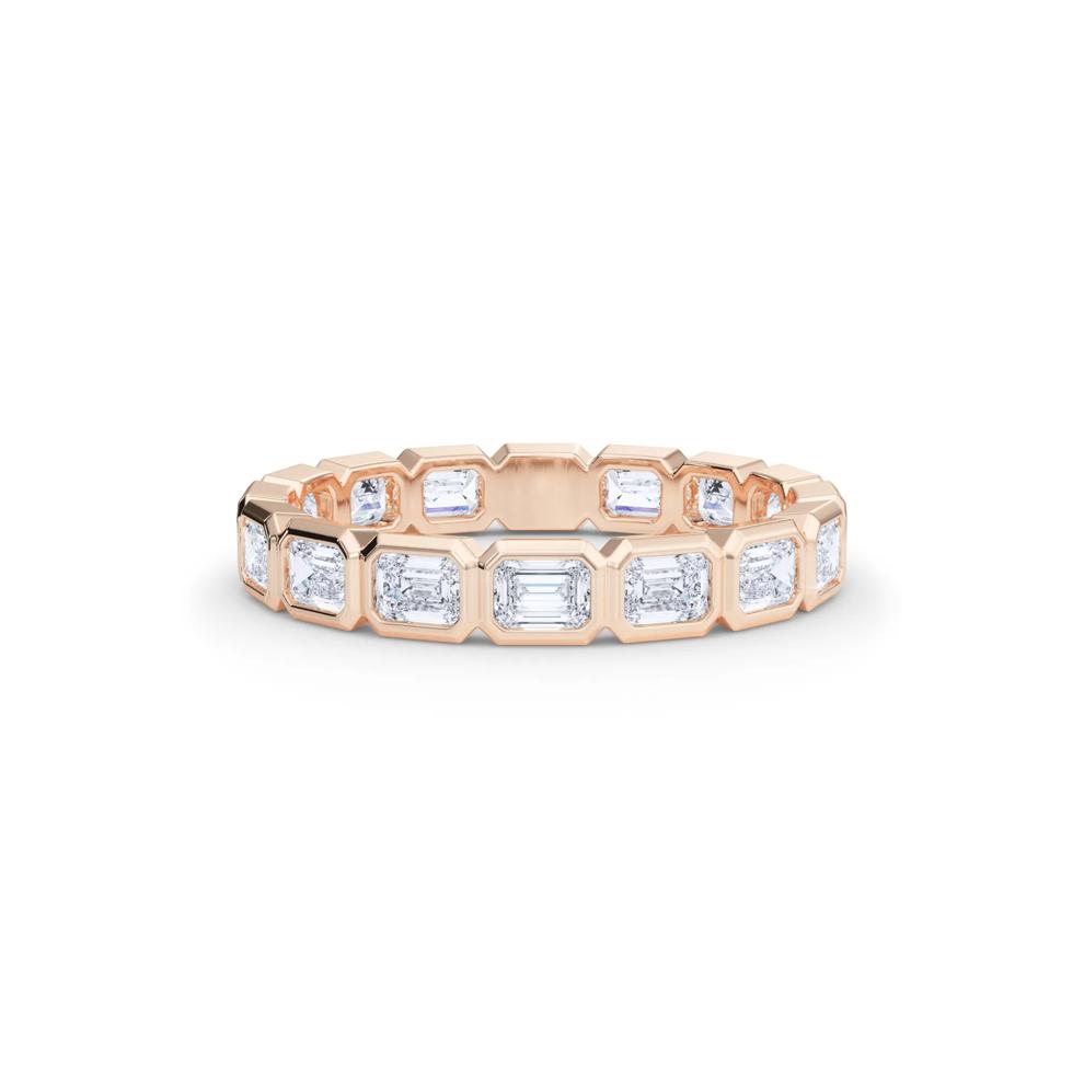 Lab Grown Diamond Bezel-Set Emerald-Cut True Eternity Band in 14K Rose Gold  – Image 1 of 5