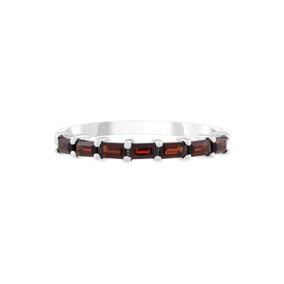 Lab-Created Gemstone Baguette Stack Ring in Sterling Silver