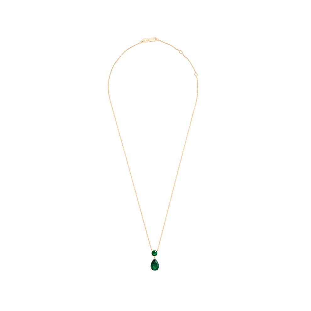 Lab-Created Emerald Pear-Shaped Drop Pendant Necklace in 14K Gold Vermeil – Image 3 of 4