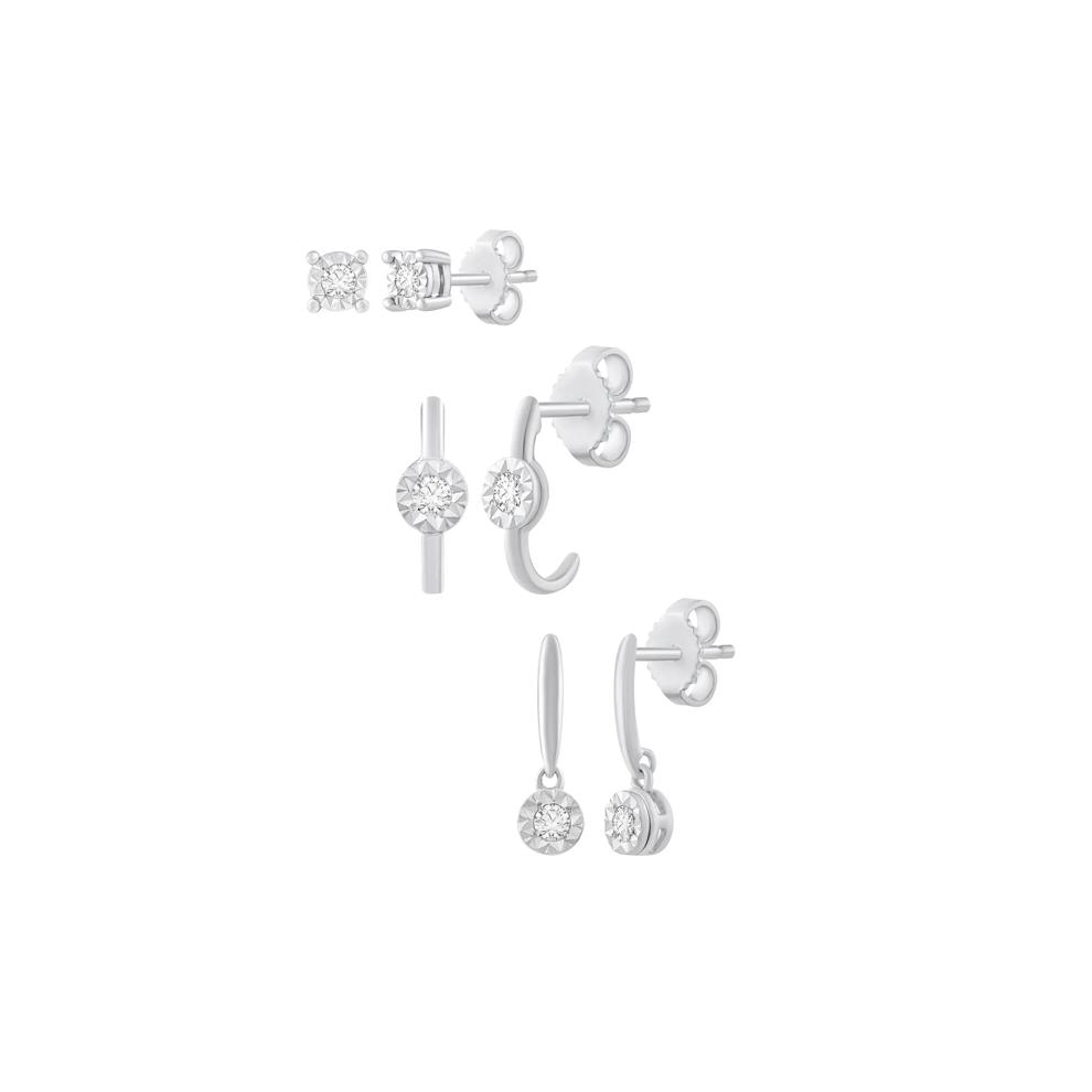 6-Pair Diamond Earring Set in Sterling Silver (1/4 ct. tw.) – Image 1 of 4