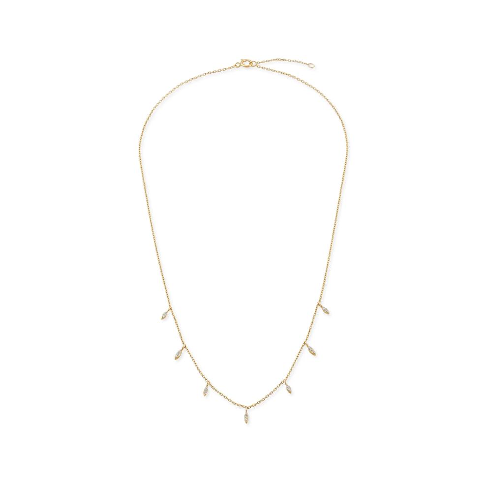 Diamond Station Necklace in 14K Yellow Gold (1/10 ct. tw.) – Image 1 of 3
