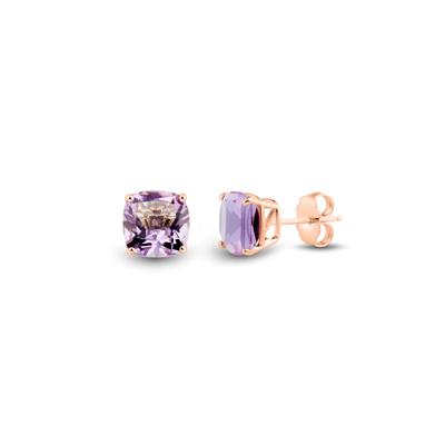 Amethyst Stud Earrings in 10K Rose Gold