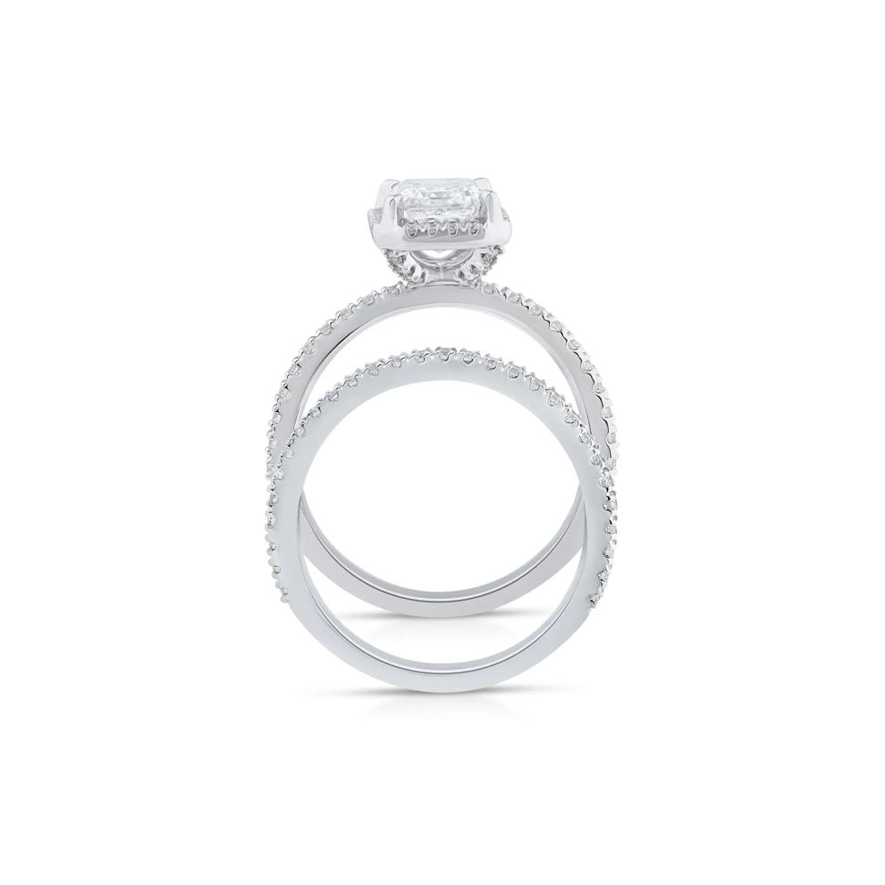 Lab Grown Diamond Emerald-Cut Halo Bridal Set in 14K White Gold (2 3/4 ct. tw.) – Image 2 of 3
