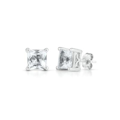 Lab Created White Sapphire Stud Earrings in Sterling Silver