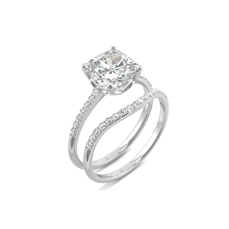 Cushion-Cut Moissanite Ring Set in 14K White Gold &#40;2 5/8 ct. dew&#41; – Image 4 of 5