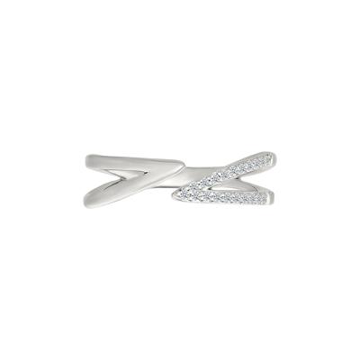 Diamond Accent Bypass Pinky Ring in Sterling Silver
