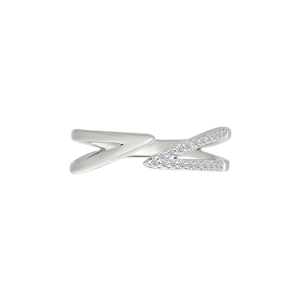 Diamond Accent Bypass Pinky Ring in Sterling Silver – Image 1 of 5