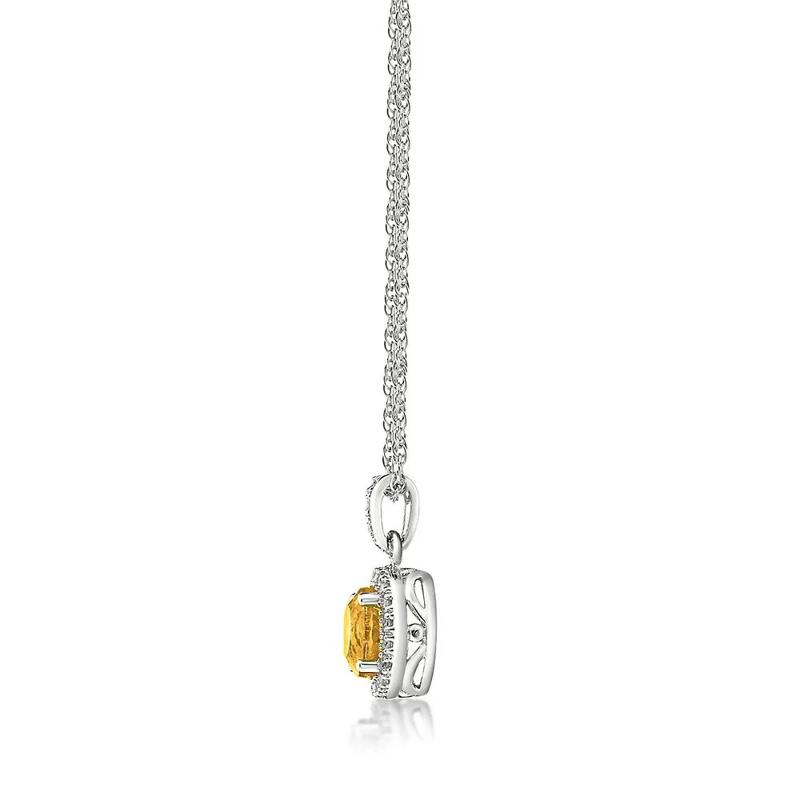 Citrine &amp; 1/10 ct. tw. Diamond Pendant in Sterling Silver – Image 2 of 3