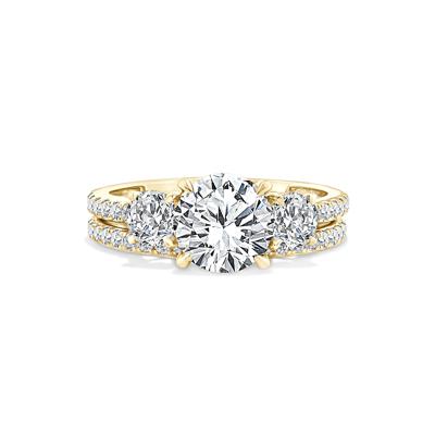 Lab Grown Diamond Three-Stone Engagement Set in 10K Yellow Gold (2 1/2 ct. tw.)