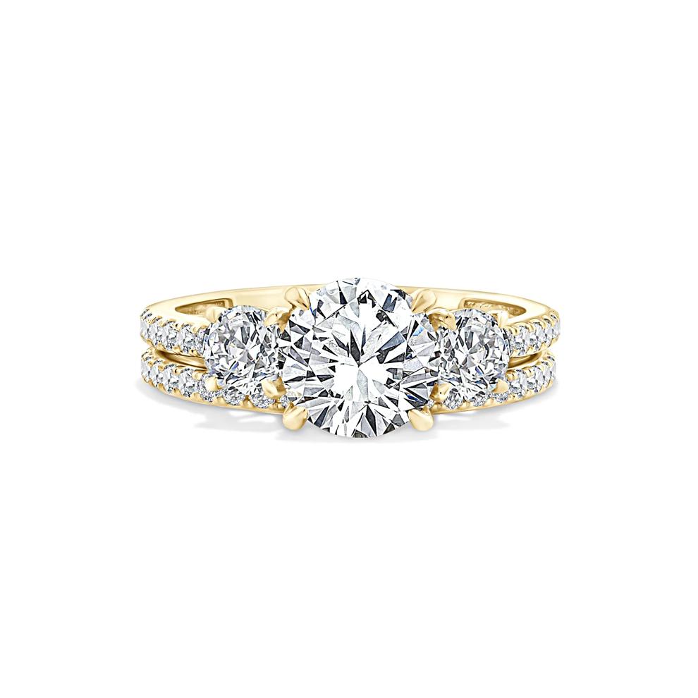 Lab Grown Diamond Three-Stone Engagement Set in 10K Yellow Gold (2 1/2 ct. tw.) – Image 1 of 6