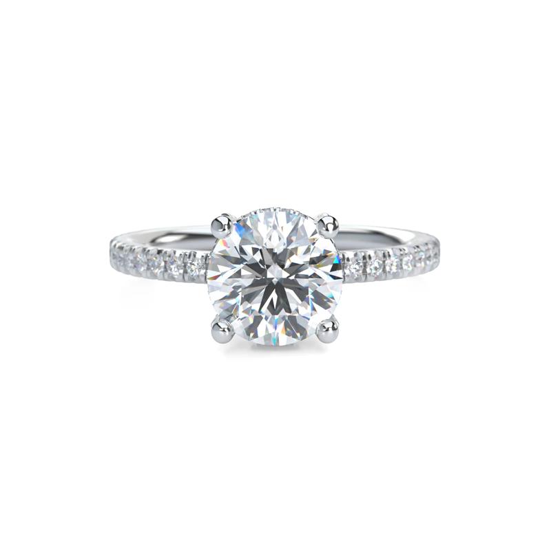 Round Center Diamond Engagement Ring in Platinum &#40;1 7/8 ct. tw.&#41; – Image 1 of 5