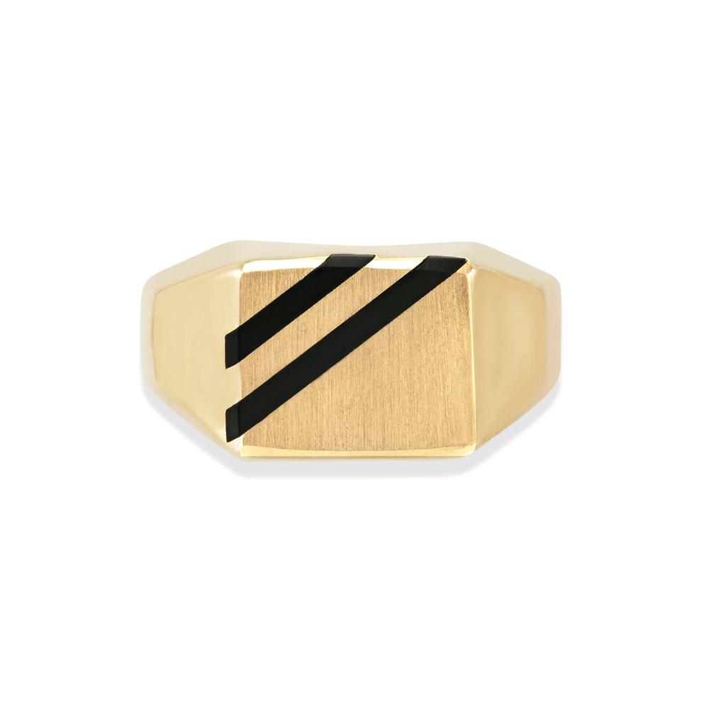 Men's Onyx Striped Ring in 14K Yellow Gold – Image 1 of 4