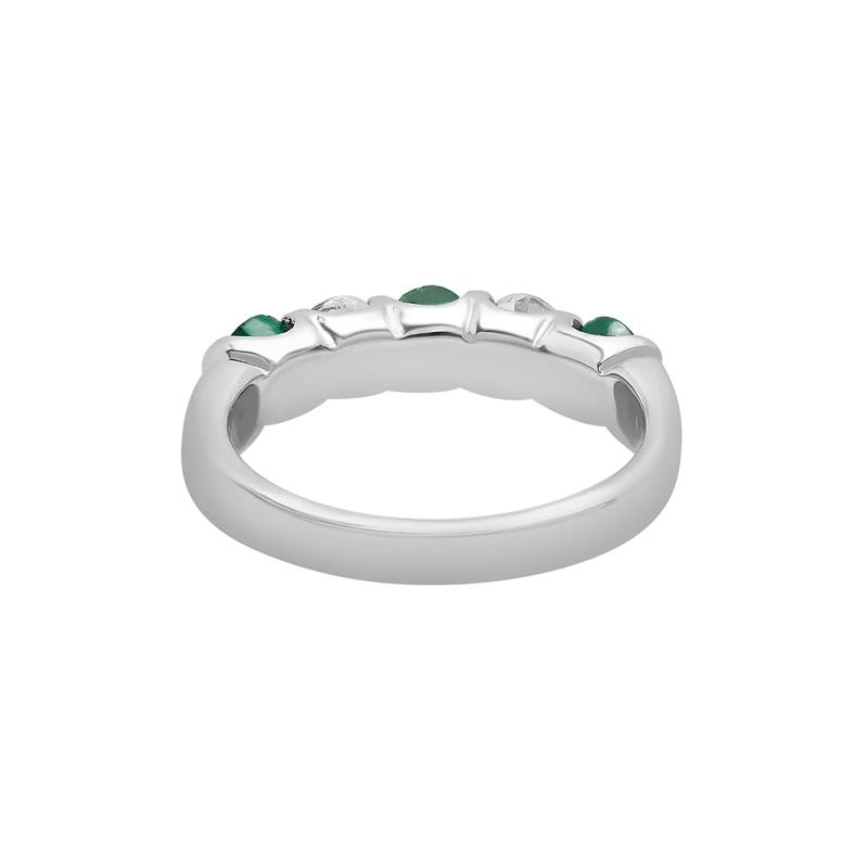 Emerald &amp; White Sapphire Ring in Sterling Silver  – Image 5 of 5