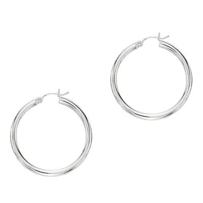 Hoop Earrings in 10K White Gold, 25MM