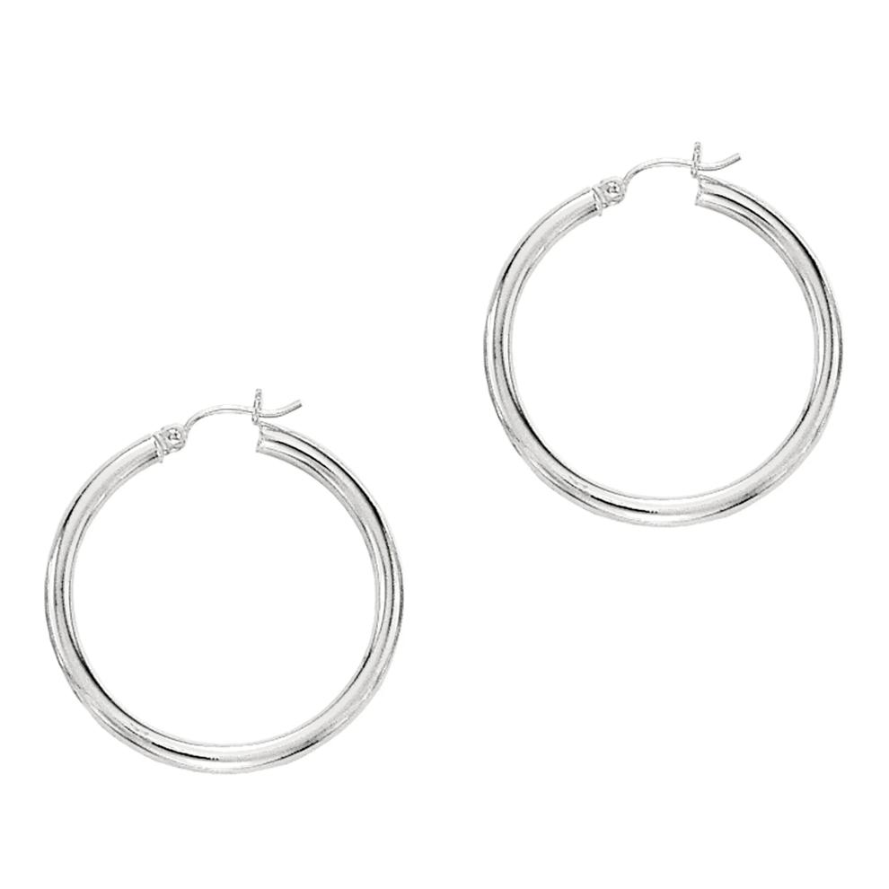 Hoop Earrings in 10K White Gold, 25MM – Image 1 of 1