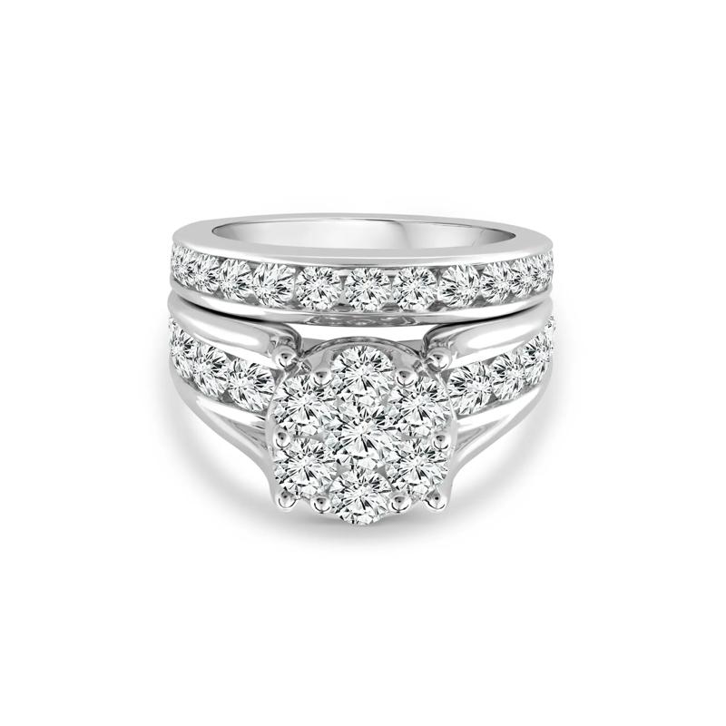 Round Lab Grown Multi-Diamond Engagement Ring Set in 10K White Gold &#40;3 ct. tw.&#41;  – Image 4 of 5