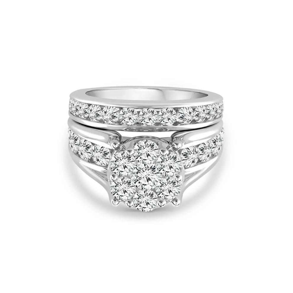 Round Lab Grown Multi-Diamond Engagement Ring Set in 10K White Gold (3 ct. tw.)  – Image 4 of 5