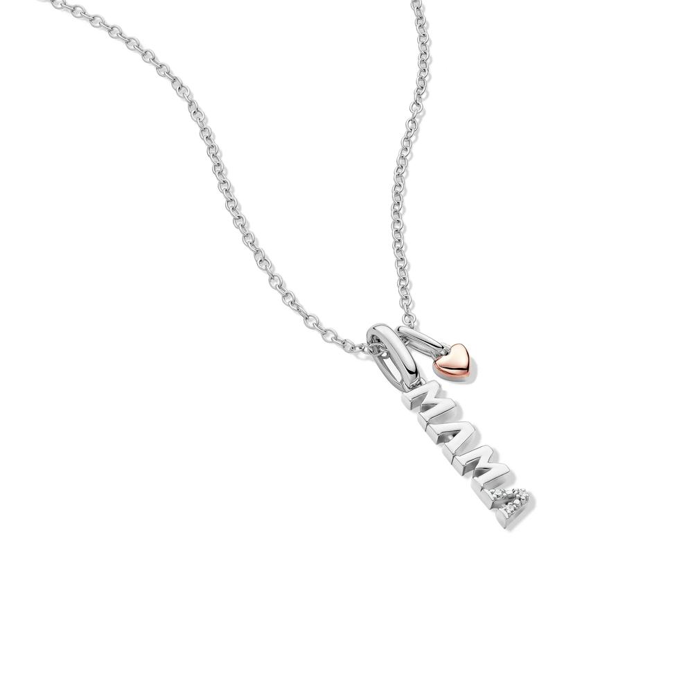 Lab Grown Diamond Accent Mama Pendant in Sterling Silver &amp; 10K Rose Gold – Image 4 of 5