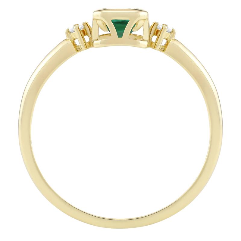 Emerald-Cut Lab-Created and Diamond Accent Ring in 10K Yellow Gold – Image 2 of 3