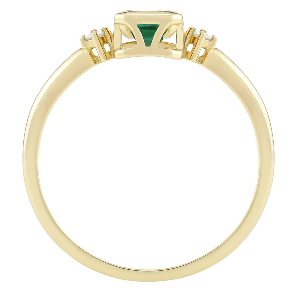 Emerald-Cut Lab-Created and Diamond Accent Ring in 10K Yellow Gold – Image 2 of 3