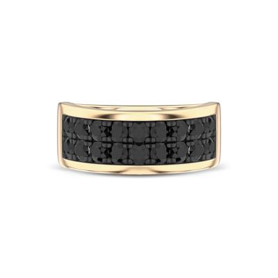Men's Black Diamond Double Row Ring in 10K Yellow Gold (2 ct. tw.)