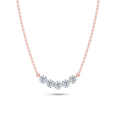 Lab Grown Diamond Invisible Set Five-Stone Smile Necklace in 14K Rose Gold (1 ct. tw.)