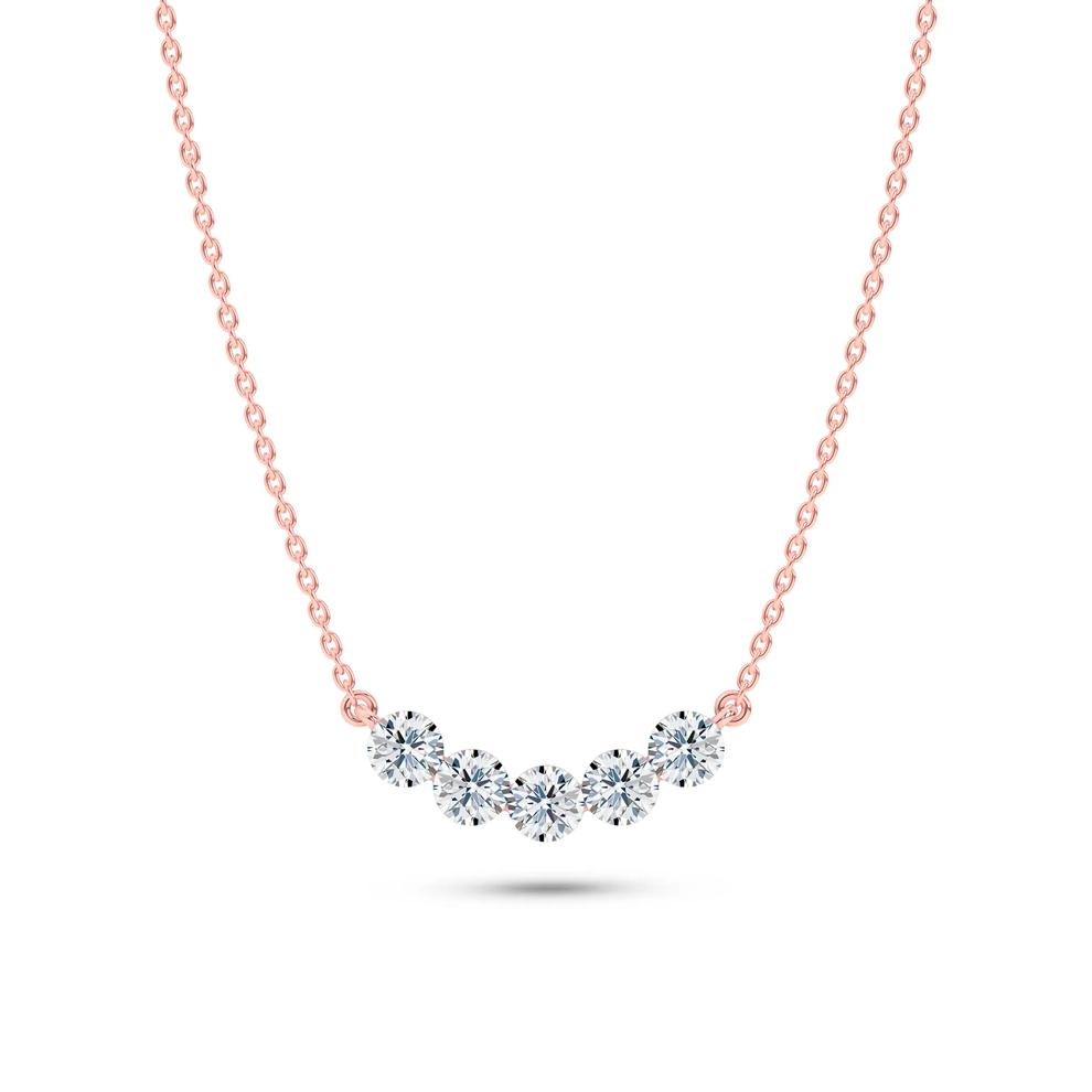 Lab Grown Diamond Invisible Set Five-Stone Smile Necklace in 14K Rose Gold (1 ct. tw.) – Image 1 of 4
