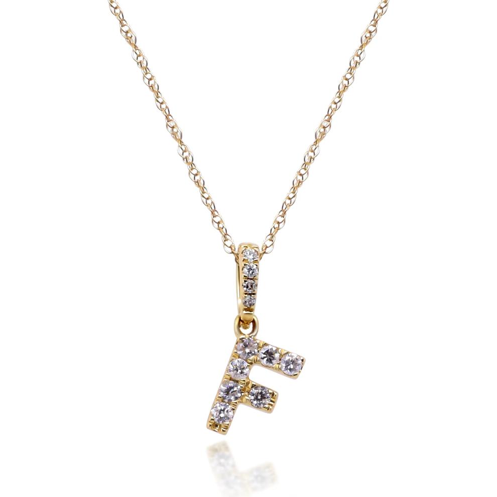 Diamond F Initial Pendant in 10K Yellow Gold (1/10 ct. tw.)  – Image 1 of 3