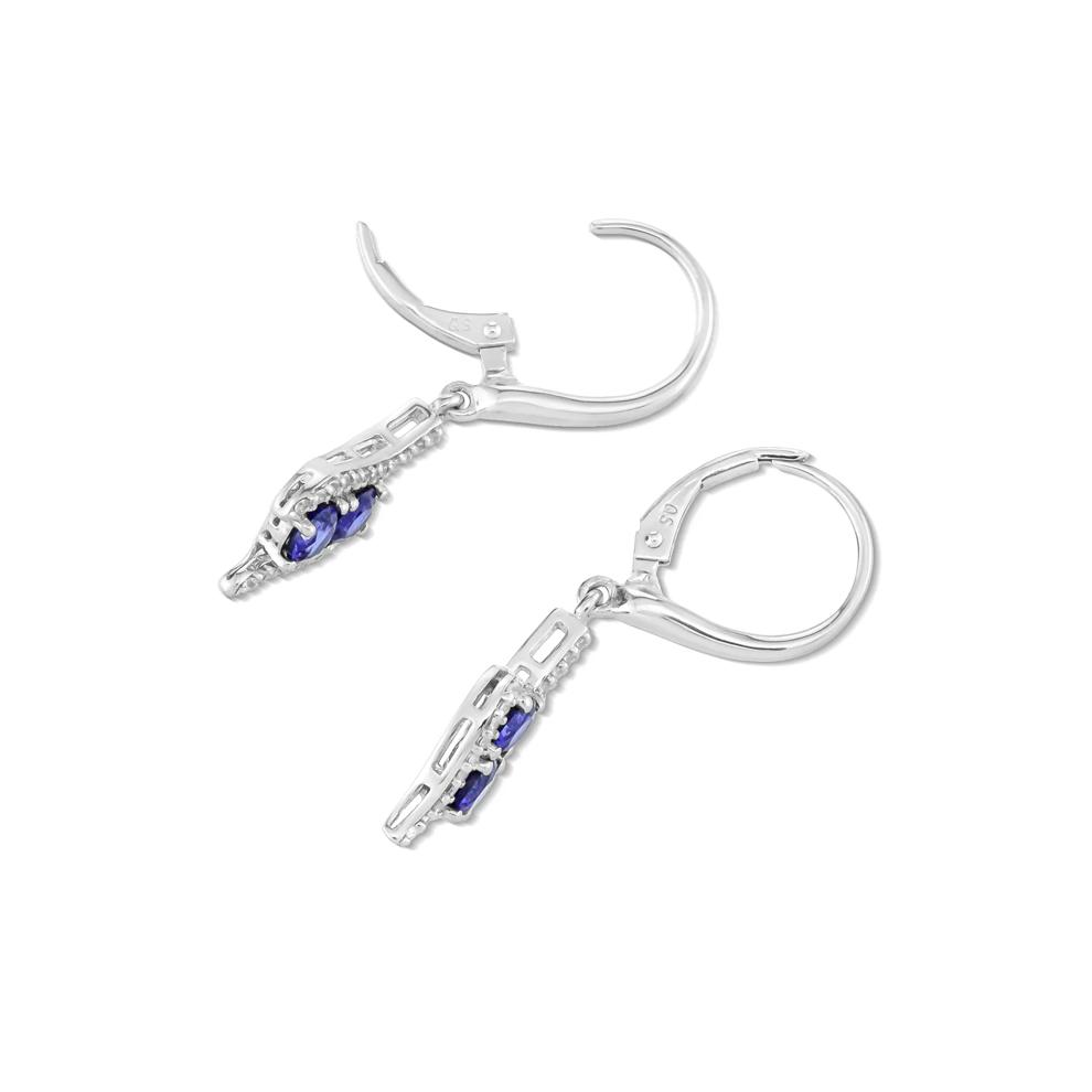 Lab-Created Blue Sapphire &amp; Lab-Created White Sapphire Drop Earrings in Sterling Silver – Image 2 of 2