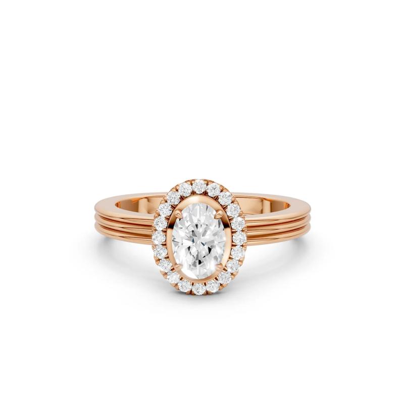 Diamond Oval Halo Engagement Ring in 14K Rose Gold &#40;5/8 ct. tw.&#41; – Image 1 of 5