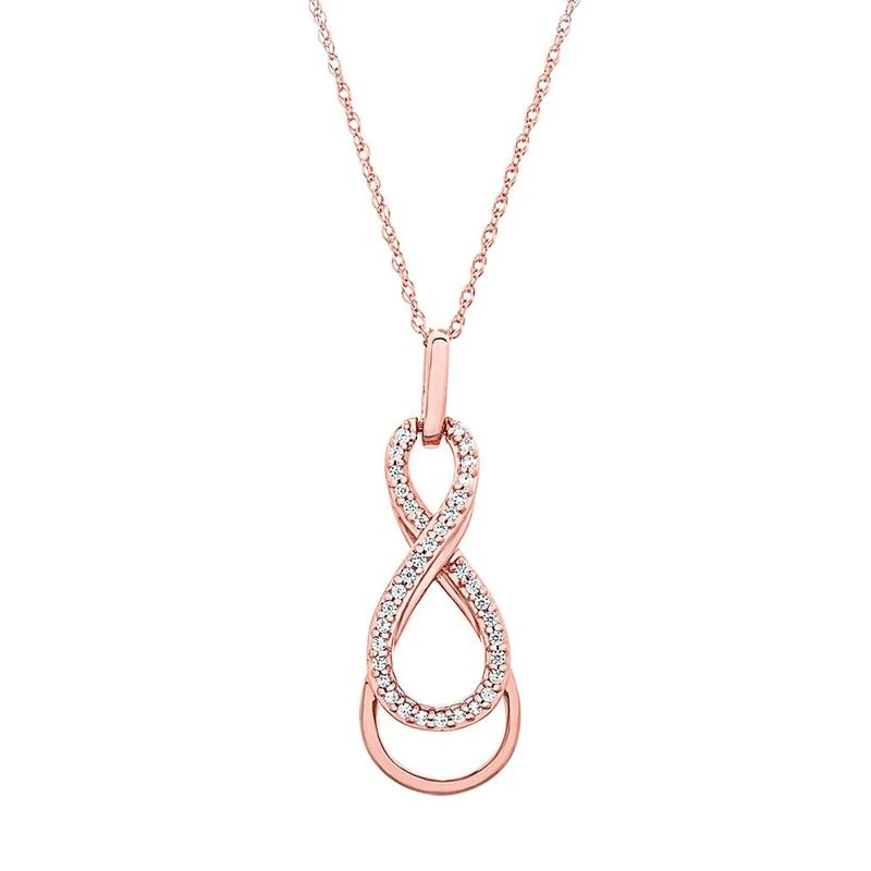 1/10 ct. tw. Diamond Infinity Pendant in 10K Rose Gold – Image 1 of 2