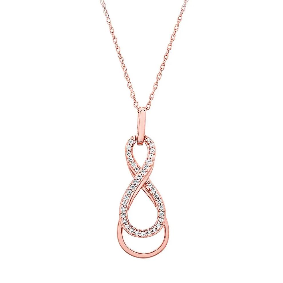 1/10 ct. tw. Diamond Infinity Pendant in 10K Rose Gold – Image 1 of 2