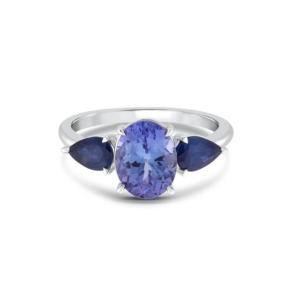 Blue Tanzanite and Blue Sapphire Ring in 10K White Gold – Image 1 of 3