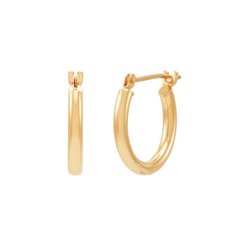 Round Polished Hoop Earrings in 14K Yellow Gold, 15MM – Image 1 of 2