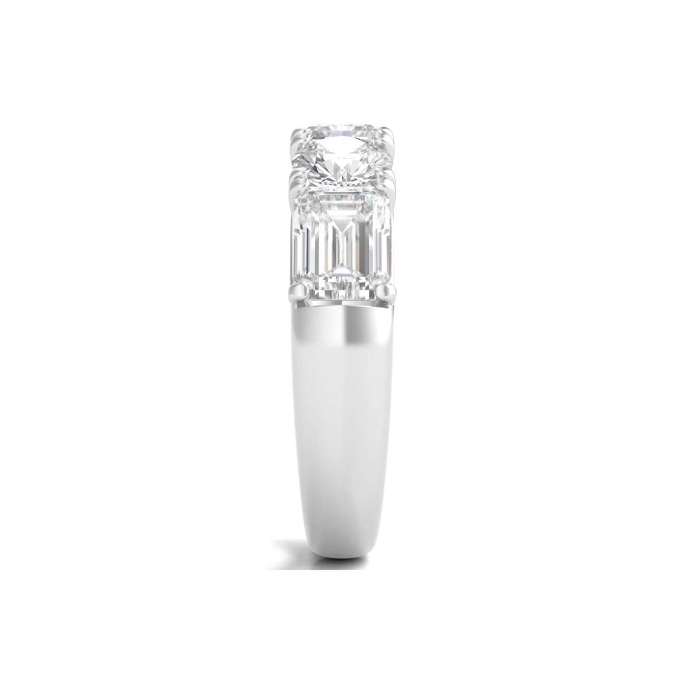 Round &amp; Emerald-Cut Lab Grown Diamond Five-Stone Band in 14K White Gold (4 ct. tw.) – Image 3 of 4