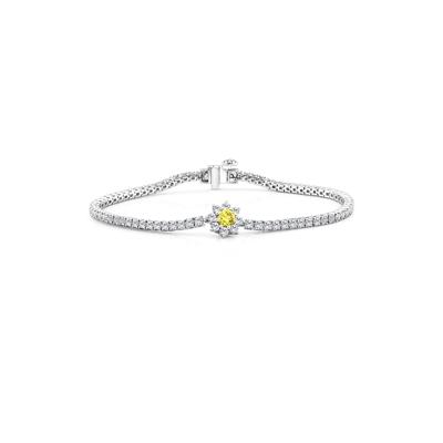 Lab Grown Diamond Yellow Starburst Cluster Tennis Bracelet in 14K White Gold (3 1/2 ct. tw.)