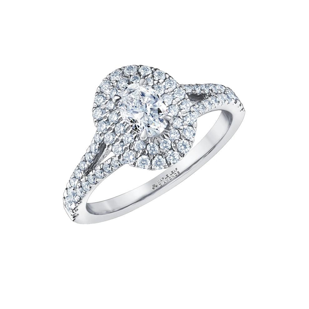 Oval-Shaped Double Halo Diamond Engagement Ring in 14K White Gold (1 ct. tw.) – Image 4 of 7