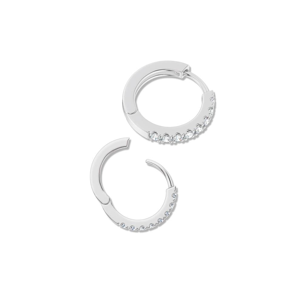 Diamond Hinged Hoop Earrings in 10K White Gold (1/2 ct. tw.) – Image 2 of 3