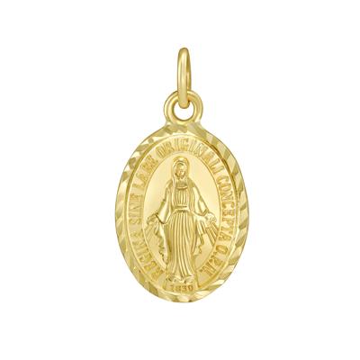 Virgin Mary Oval Charm in 14K Yellow Gold
