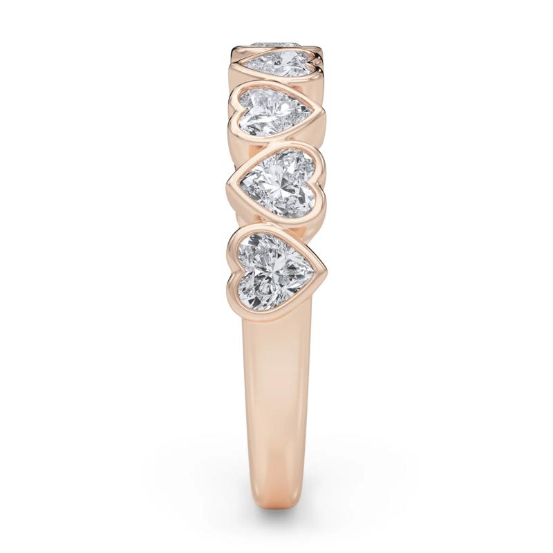 Lab Grown Diamond Heart Bezel Half Eternity Band in 14K Rose Gold &#40;1 ct. tw.&#41; – Image 3 of 5
