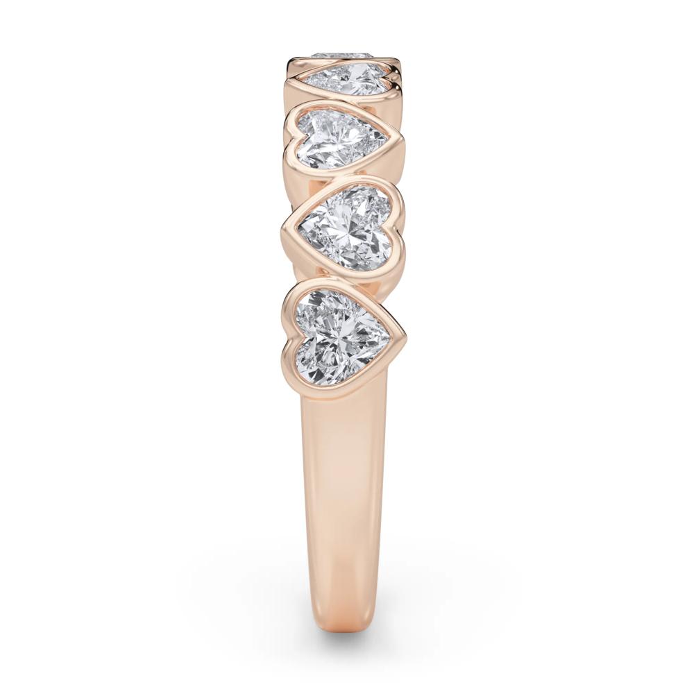 Lab Grown Diamond Heart Bezel Half Eternity Band in 14K Rose Gold (1 ct. tw.) – Image 3 of 5