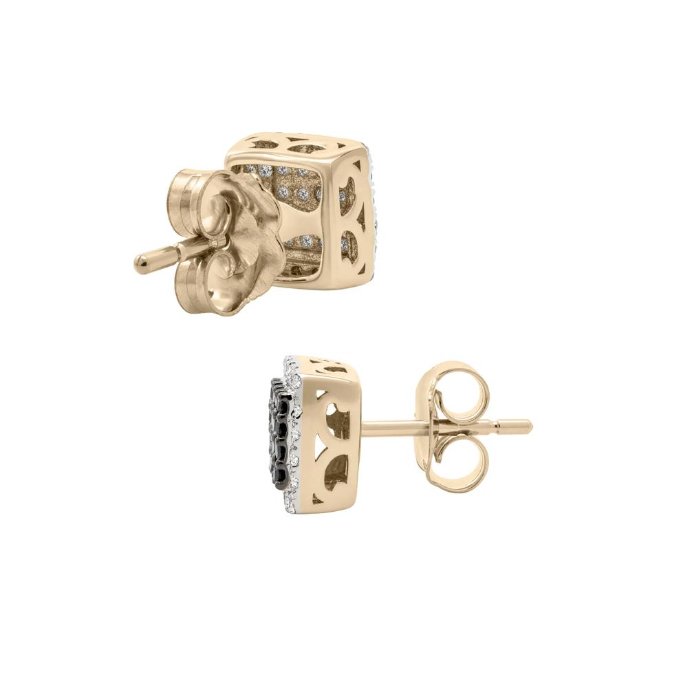 Black and White Diamond Earrings in 10K Yellow Gold (1/4 ct. tw.) – Image 2 of 3