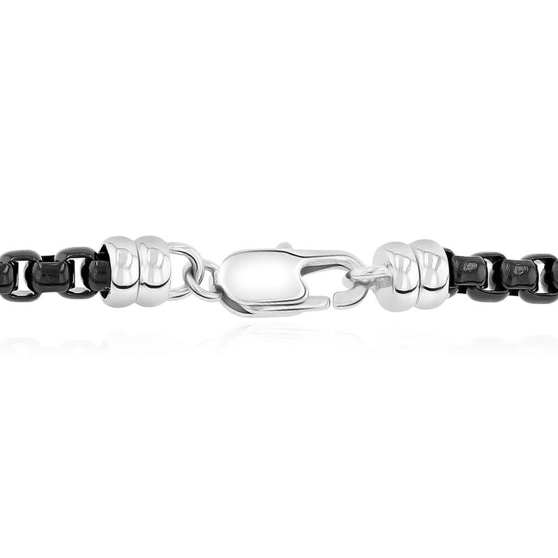 Men&rsquo;s Link Box Chain in Black Ion-Plated Stainless Steel, 24&quot; – Image 2 of 2