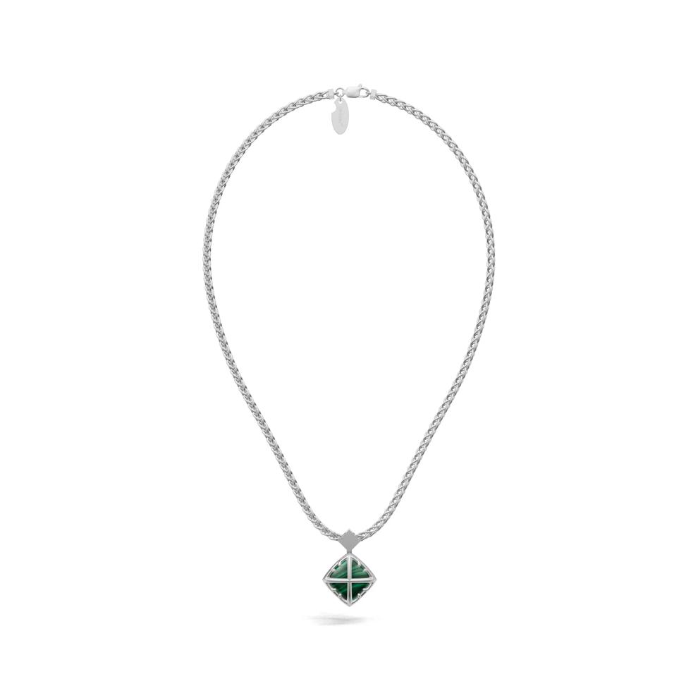 Men's Malachite Diamond-Shaped Arrow Design Pendant Necklace in Sterling Silver – Image 3 of 4