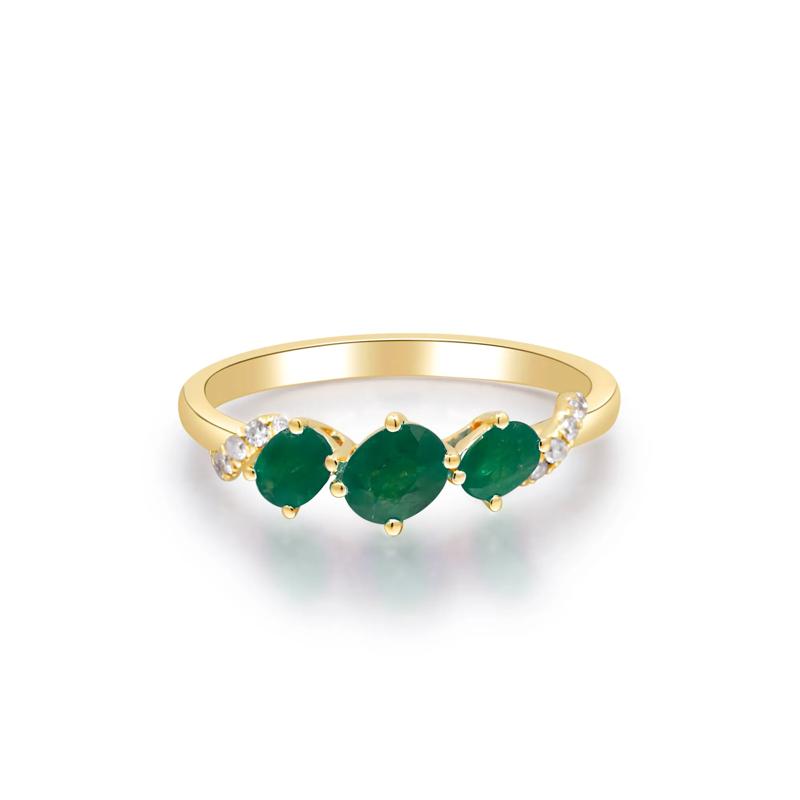 Emerald and Diamond Accent Ring in 10K Yellow Gold – Image 5 of 5