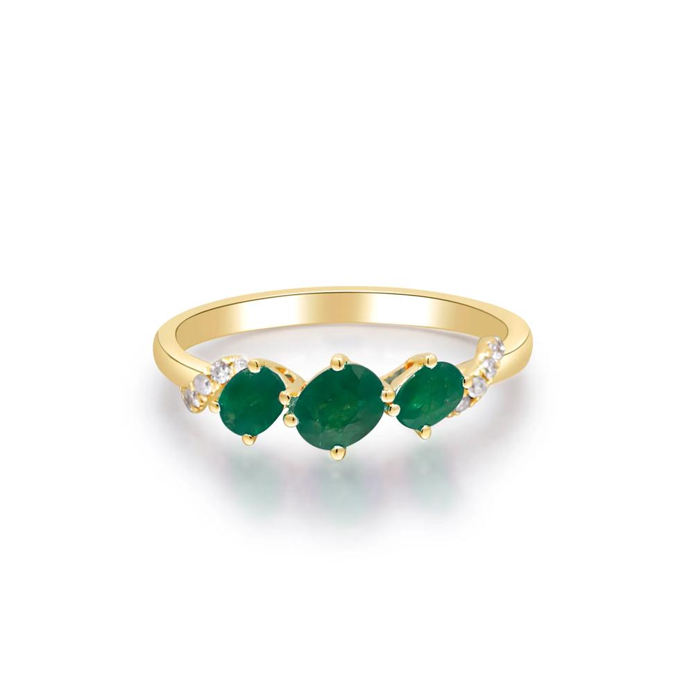 Emerald and Diamond Accent Ring in 10K Yellow Gold – Image 5 of 5