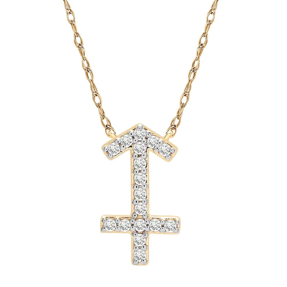 Sagittarius Zodiac Necklace with Diamonds in 10K Yellow Gold (1/10 ct. tw.) – Image 1 of 3