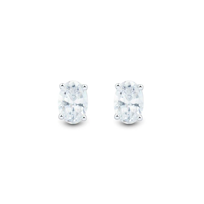 Lab Grown Diamond Oval-Shaped Four-Prong Studs in 14K White Gold &#40;1 ct. tw.&#41; – Image 2 of 3